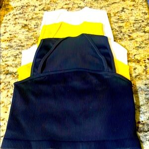 NEW Tops, Set of Ribbed Tank Tops in Black, Yellow, and White, SIZE SMALL
